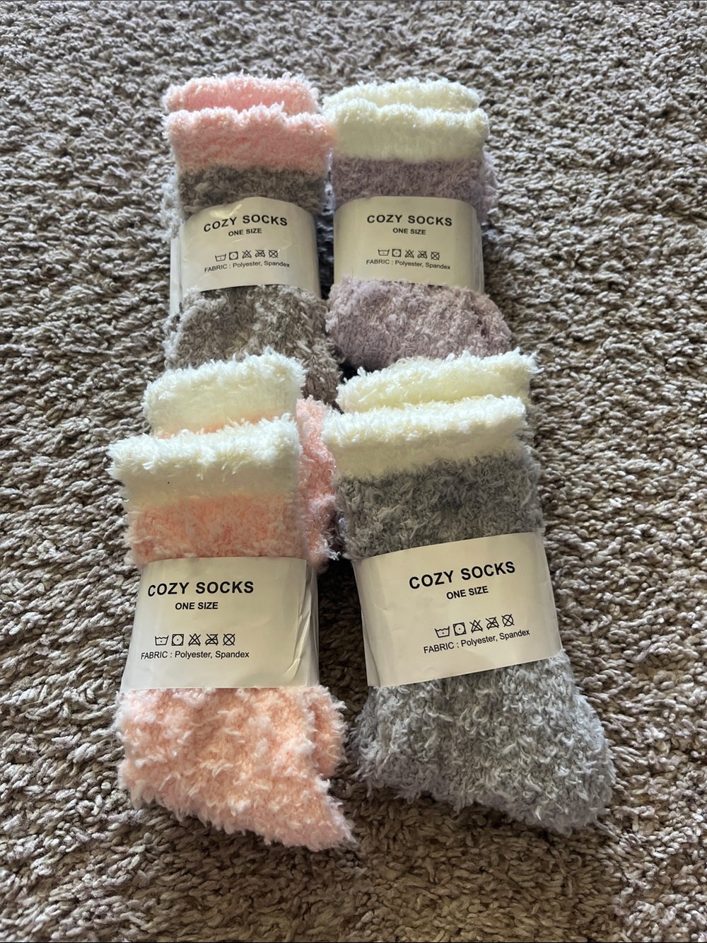 Fuzzy Plush Crew Socks 4 Pairs
